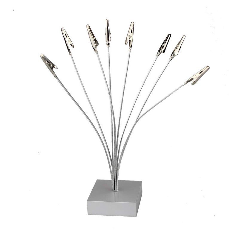 TFu 8-Branch Family Tree Picture Frame Holder, Card Photo Clips Holder Desk Stand for Memo Paper Note Photo Christmas Wedding Card Display (Silver Alligator Clip) - Image 2